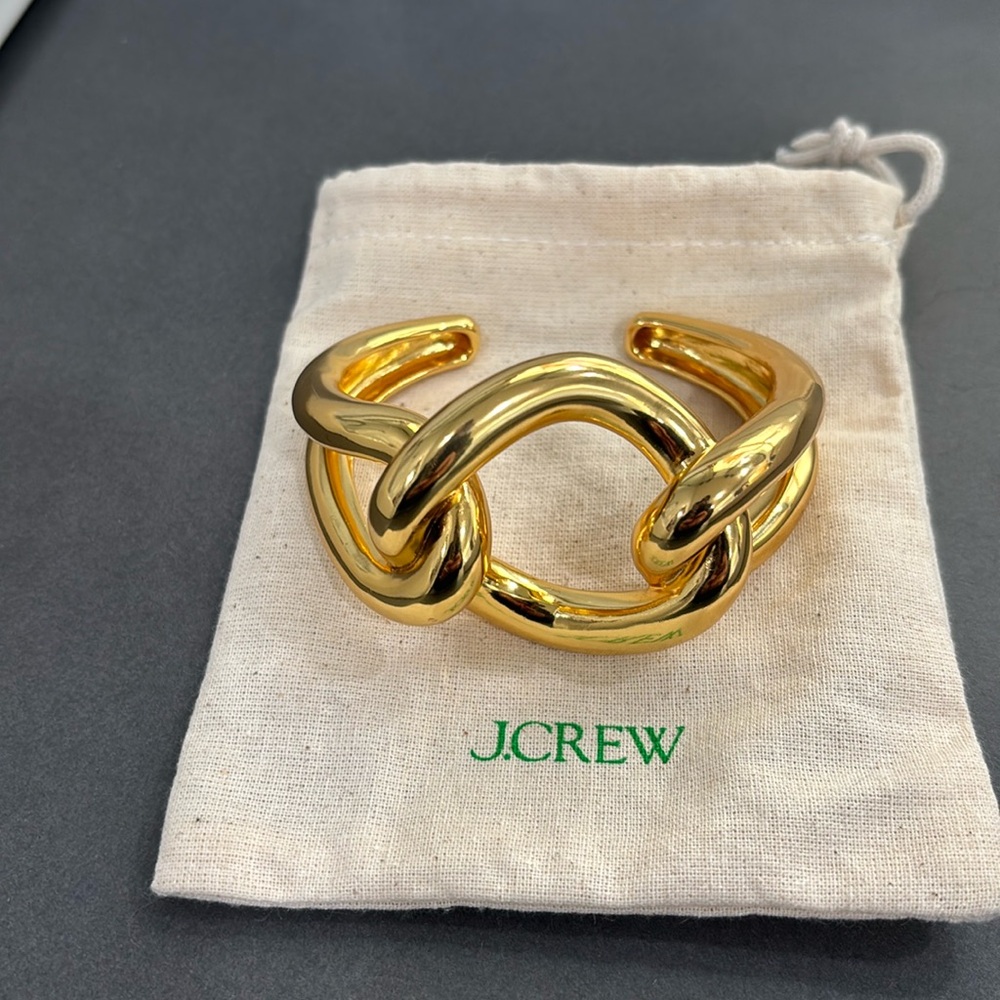 J. Crew Polished Gold Knot Link Cuff Bracelet